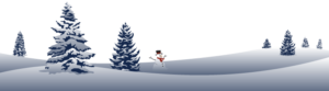 A snow-covered landscape with evergreen trees and a snowman wearing a black hat and red scarf stands among the snowdrifts, creating a perfect scene for wishing Merry Christmas.