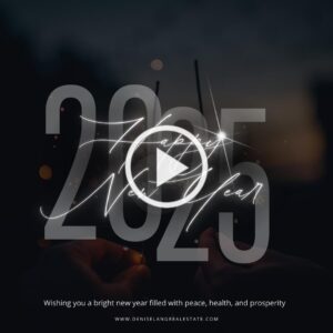 Hands holding sparklers with 2025 and Happy New Year written in script, and a play button overlay. Text below reads: From our house to yours, wishing you Christmas cheer and a bright new year filled with peace, health, and prosperity.